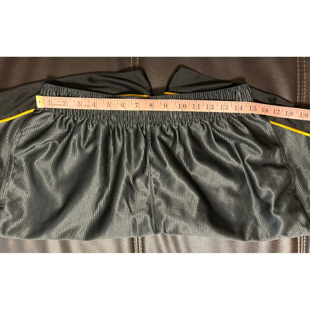 VTG 90s Nike Gay Label Basketball Silky Shorts Gray/Black/Yellow. Men's Size L - Picture 5 of 11